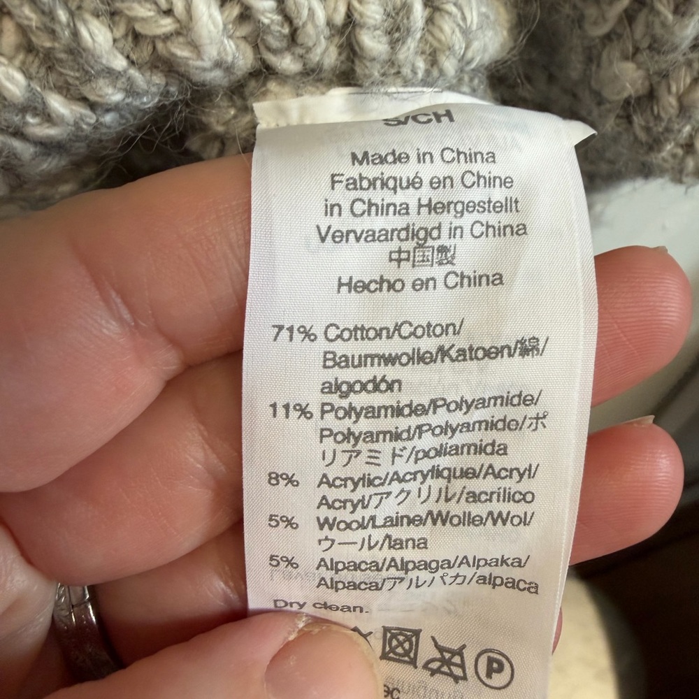 Madewell Alpaca Blend Chunky Knit Sweater Small Gray Crewneck - Picture 4 of 7